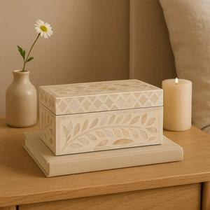 Caja de Joyería Decorativa Hecha a Mano con Diseño Marroquí de Flor de Amor con Incrustaciones de Hueso Ecológica, Decoración para Mesa del Hogar, Año Nuevo - Product Image 3