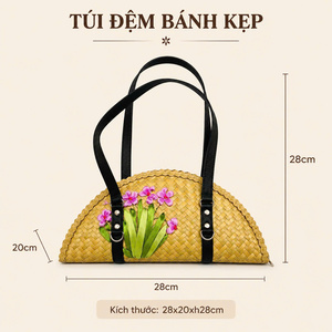 Handcrafted Braided Sedge Grass <b>Bag</b> Open Closure Rustic Traditional Craftsmanship Eco-Friendly Decorated Flowers Two Daily Life - Product Image 5