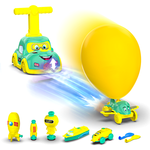 Ensemble de jouets lanceurs de ballons Mirana pour enfants - Pompe à air manuelle - Jeux de course train, avion, bateau et astronaute - Sans écran - Product Image 1