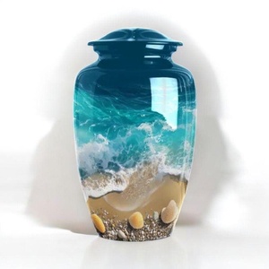 Urna de Metal con Diseño de Conchas Marinas para Cremación, Recuerdo Conmemorativo para Cenizas de Adultos, Exhibición de Mesa - Product Image 3