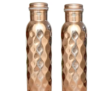 Botella de cobre inspirada en el bienestar, bebida ayurvédica para la salud, ecológica, reutilizable, a prueba de fugas, para una vida equilibrada. - Product Image 1