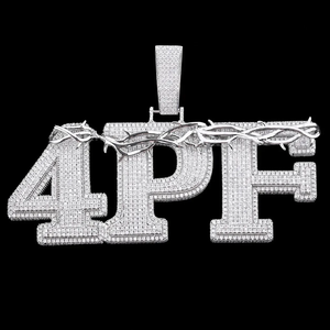 Colgante de Moissanita Plateada Personalizado de 40mm con Letra Espina, Estilo Iced Out Hip Hop, Acabado Personalizado, Joyería de Declaración, Regalo - Product Image 1