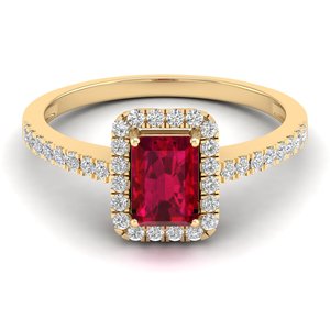 Anillos REYES con Halo de Diamantes y Granate en Oro Sólido de 14K, Precio al por Mayor, para Mujer, Joyería Fina de Alta Calidad, Regalo de Boda - Product Image 1
