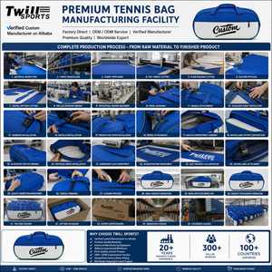 Sac de voyage en toile bleu et blanc avec logo personnalisé, fermeture à glissière, compartiment imperméable pour chaussures, grande capacité, sac de sport - Product Image 6