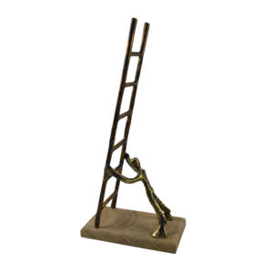 Statue en métal de personne assise sur une échelle, sculpture en laiton pour décoration de table / Sculpture moderne de figure humaine - Product Image 6