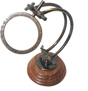 Brass HENRY HUGHES SON Adjustable Magnifier Vintage <b>Folding</b> <b>Desk</b> Magnifying Glass for Reading & Office Decor - Product Image 1