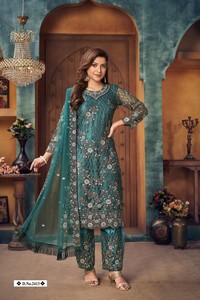 Salwar Kameez Moderne Semi-Cousu en Tulle Brodé pour Femme, Idéal pour Mariage, Diwali, Fête et Bal de Promo - Product Image 3