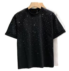 T-shirt Homme Nouvelle Collection Coupe Boxy Manches Courtes Imprimé Strass Personnalisé Paillettes et Diamants en Cristal - Product Image 1