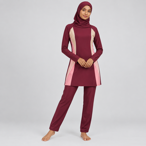 Ensemble Burkini 3 Pièces Modeste Imprimé Carreaux, Séchage Rapide, Léger et Respirant – Meilleures Ventes en Gros - Product Image 1
