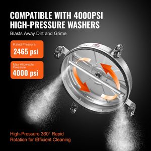 Nettoyeur haute pression de 18 pouces avec nettoyeur de surface en acier inoxydable, 4000 PSI max, raccord rapide 1/4 po, roues pour le nettoyage du béton - Product Image 3