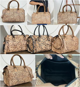 Bolso Grande de Cuero Genuino Estilo Western, Hecho a Mano con Diseño Floral, Bolso de Lujo para Mujer - Product Image 3