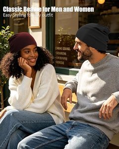 Solid Slouchy Beanie <b>Winter</b> <b>Hat</b> for <b>Women</b> 100% Acrylic Knit Cap Casual Style Maroon Color Head Circumference 56-58CM - Product Image 5