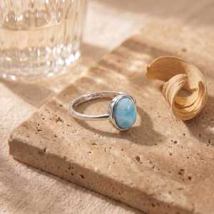 Vente en gros de bagues fines en argent sterling 925, pierres précieuses Larimar originales, moissanite, bijoux de mariage religieux pour femmes, prix d'usine - Product Image 5