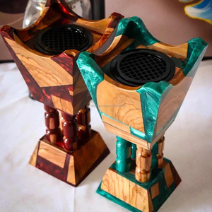 Brûleur à Bakhoor artisanal en bois et résine, porte-encens arabe traditionnel, brûleur à Bakhoor de luxe en bois avec incrustation de résine MULTI CRAFT - Product Image 2