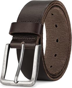 Cinturón de Cuero Vacuno Marrón con Hebilla Rectangular Plateada, Diseño Casual y Duradero - Product Image 5