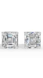 Boucles d'oreilles clous solitaires classiques taille Asscher en or 10K, bijoux fins de luxe pour mariée, fournisseur en gros - Product Image 4