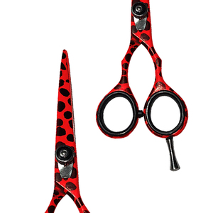 Ensemble de ciseaux de coiffure professionnels de 5,5 pouces, lame en acier inoxydable, lame tranchante, pour droitiers, rouge orange, imprimé léopard, ciseaux de coupe - Product Image 3