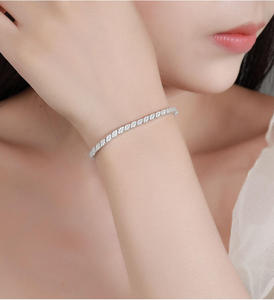 Silver Plated Moissanite Tennis Bracelet Trendy Diamond Alternative Bridal Wedding <b>Gift</b> Unisex Anniversary for Certified Claw - Product Image 2