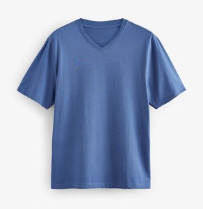 Personnalisez votre propre logo sur un t-shirt de sport en coton et polyester, couleur claire, col en V, manches courtes, vêtement d'été respirant et confortable - Product Image 4