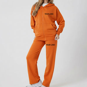 Conjunto Deportivo con Capucha para Mujer, Color Naranja, Manga Larga, Estilo Casual, con Bolsillos Laterales, Corte Holgado, Estilo Otoñal - Product Image 6