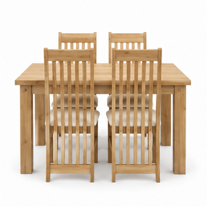 ARTERRA Ensemble de salle à manger de luxe écologique et durable en teck fait main, style ferme moderne, table rectangulaire, chaises rembourrées, hôtel - Product Image 2