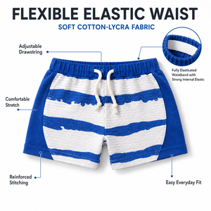 Ensemble t-shirt et short en coton tricoté rayé, col en V, tenue décontractée d'été pour homme - Product Image 4