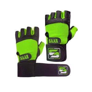 Guantes de Gimnasio de Cuero Genuino Elásticos de Medio Dedo para Levantamiento de Pesas con Cierre de Velcro para Uso Doméstico/Comercial - Venta al por Mayor - Product Image 2