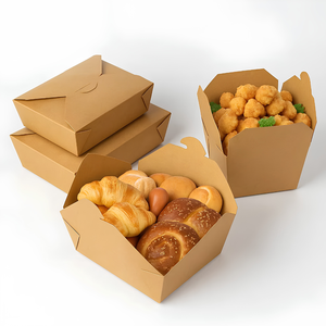 Cajas de Papel Kraft para Alimentos con Logotipo Personalizado, Envases para Llevar, 800-2455 ml, Cajas Rectangulares Plegables para Comida Rápida - Product Image 1