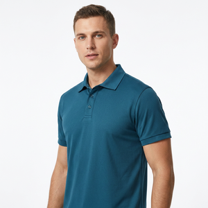 Men's Solid Color Short Sleeve Knitted <b>Polo</b> <b>Shirt</b> Regular Fit Casual Style <b>Blue</b> - Product Image 5
