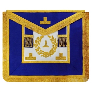 Delantal de lujo para oficiales de la francmasonería, con flecos dorados y bordado a mano, para uso en logias. - Product Image 1