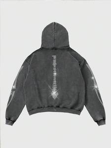 Sweat-shirts à capuche pour hommes avec strass, 400 GSM, en molleton mélangé coton, coupe oversize, style streetwear, fabricant OEM sous marque privée - Product Image 3