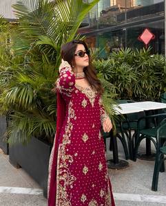 Conjunto de Salwar Kameez Étnico para Mujer, Traje Anarkali de Georgette con Bordado Intenso y Dupatta para Bodas y Fiestas - Product Image 4