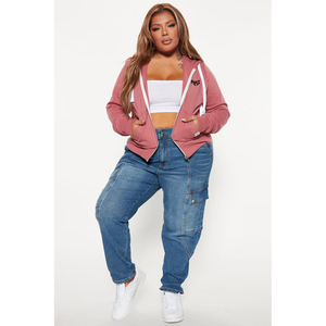 Wholesale Plus Size <b>Zip</b> <b>Up</b> Hoodie <b>Women</b> Casual Streetwear <b>Jacket</b> Custom Apparel OEM ODM Supplier USA Market - Product Image 1