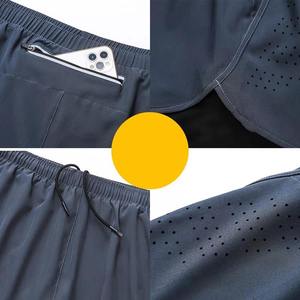 New Custom Lined Double Layer Pockets <b>Athletic</b> Jogger Sports Workout Training 2 in 1 Men Gym Shorts for Men - Product Image 5