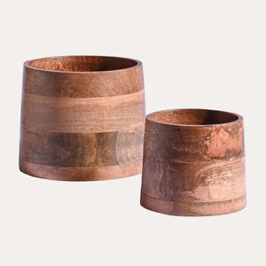 Jarrón de madera hecho a mano con diseño de tallado con guión para mesa o suelo decoración del hogar maceta de flores para decoración para sala de estar - Product Image 3