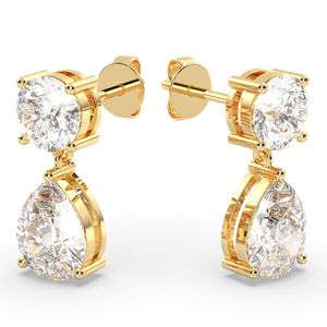 REYES Classic Design 14K Solid Gold 4.7 Carat Lab Grown Diamond Screw <b>Back</b> <b>Drop</b> Earrings For Women IGI Certificated Fine Jewelry - Product Image 2