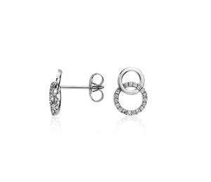 Pendientes circulares de oro de 14 quilates con diamantes cultivados en laboratorio para novias - Product Image 1