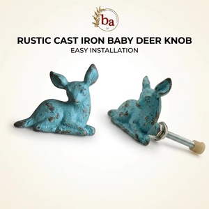 Poignée de tiroir de meuble moderne en fonte turquoise vieillie motif cerf pour chambre et bureau à domicile, écologique - Product Image 3