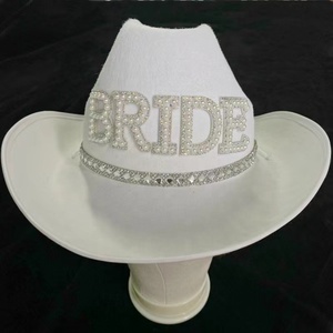 White Elegant Rhinestone <strong>Bride</strong> <strong>Cowgirl</strong> <strong>Hat</strong> - Product Image 4