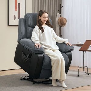 Poltrona Reclinabile Moderna Monoposto con Funzione Lift, Estensibile, USB, Massaggio, Regolabile, Imbottitura in Schiuma, Tessuto in Pelle, Legno, Manuale e Elettrica - Product Image 1