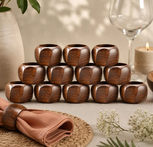 Anneau de serviette en bois de hêtre personnalisé avec logo gravé, accessoires modernes pour la décoration de table - Product Image 4