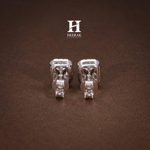 Luxury <b>Emerald</b> Cut Lab Grown Diamond Halo <b>Stud</b> Earrings IGI Certified VVS EF Diamond White Gold 925 Silver Jewelry for Women - Product Image 4