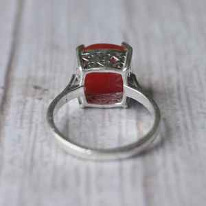 Handmade Square Carnelian <b>Statement</b> Ring 925 Sterling Silver Natural Gemstone Jewelry Elegant Women Gift - Product Image 3