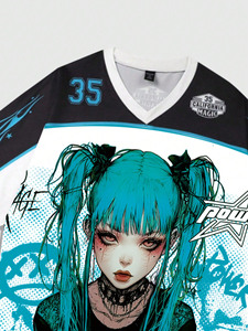 Camiseta de Fútbol Americano con Estampado por Sublimación de Alta Calidad, Logotipo Personalizado, Estampado Completo, Camiseta de Malla, Estilo Gótico Urbano, Talla Grande - Product Image 3