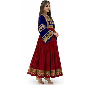 2026 Latest Hand Embroidered Women Hot Selling Afghan Vintage Kuchi <b>Dresses</b> In Blue Color Couple Bridal Afghan Kuchi <b>Dress</b> - Product Image 2