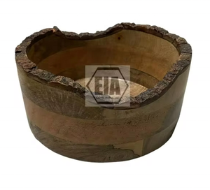 ชามสลัดทำจากไม้อะคาเซียพร้อมอุปกรณ์สำหรับเสิร์ฟสลัดด้วยมือทรงคลื่นขนาดใหญ่ดีไซน์เคลือบที่ไม่เหมือนใคร - Product Image 3