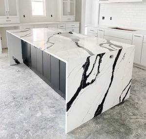 Oceanic 6 OCEQ Calacatta California <b>Black</b> Quartz Modern Kitchen Island Artificial Stone Countertop Slab 15-30mm Thickness Work - Product Image 3