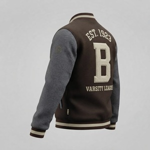 Blouson universitaire personnalisé pour homme en mélange de laine, style baseball, avec manches en cuir PU, pour tenue d'équipe universitaire, fermeture éclair sur le devant - Product Image 6