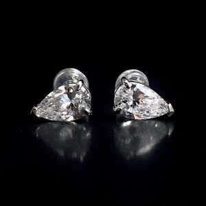 Pendientes de Plata de Ley con Topacio Blanco en Forma de Pera, Piedra de Nacimiento, Estilo Simple y Minimalista, Regalo para Mujer - Product Image 5