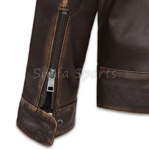 Chaqueta de Cuero Personalizada con Forro de Borrego para Hombre, OEM ODM, Chaqueta de Aviador de Invierno con Cuello de Piel, Chaquetas de Cuero para Hombre - Product Image 4